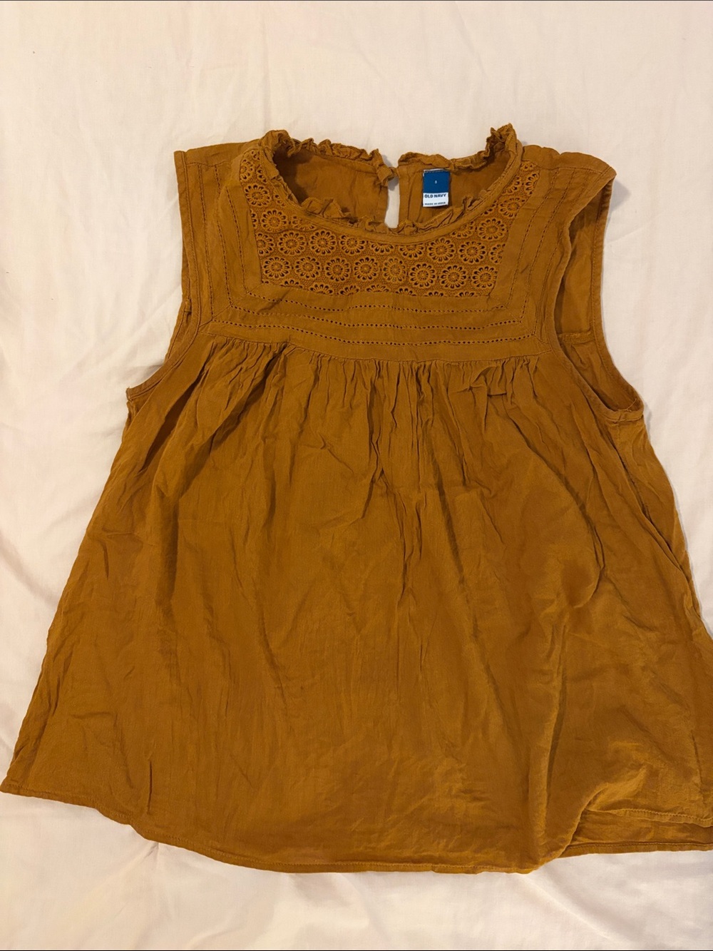 Old Navy Mustard Eyelet Yoke top